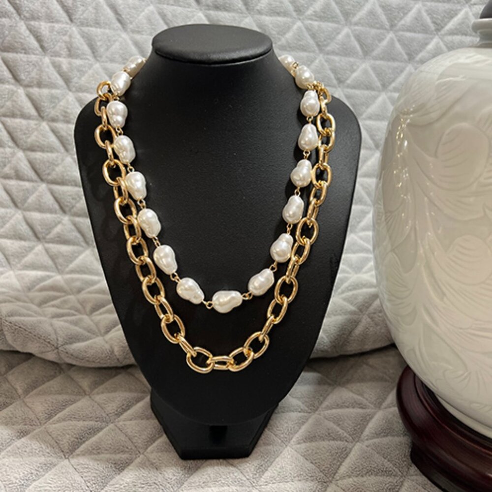 Nordstrom’s Faux Pearl & Chain Tiered Layered Necklace